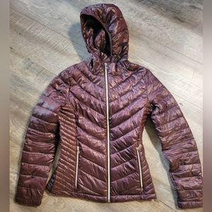 Burgundy Calvin Klein Packable Puffer Jacket (XS)